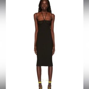 ANDREADAMO BLACK HALTER MIDI DRESS